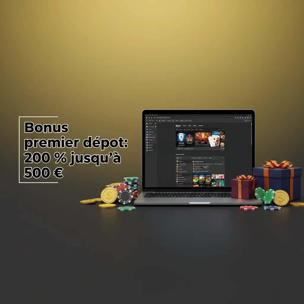 Bonus 1er dépôt 200 % jusqu’à 500 €. Dépôt min 10 €. 7 jours, mise 30x casino ou 6x sports, activer au dépôt