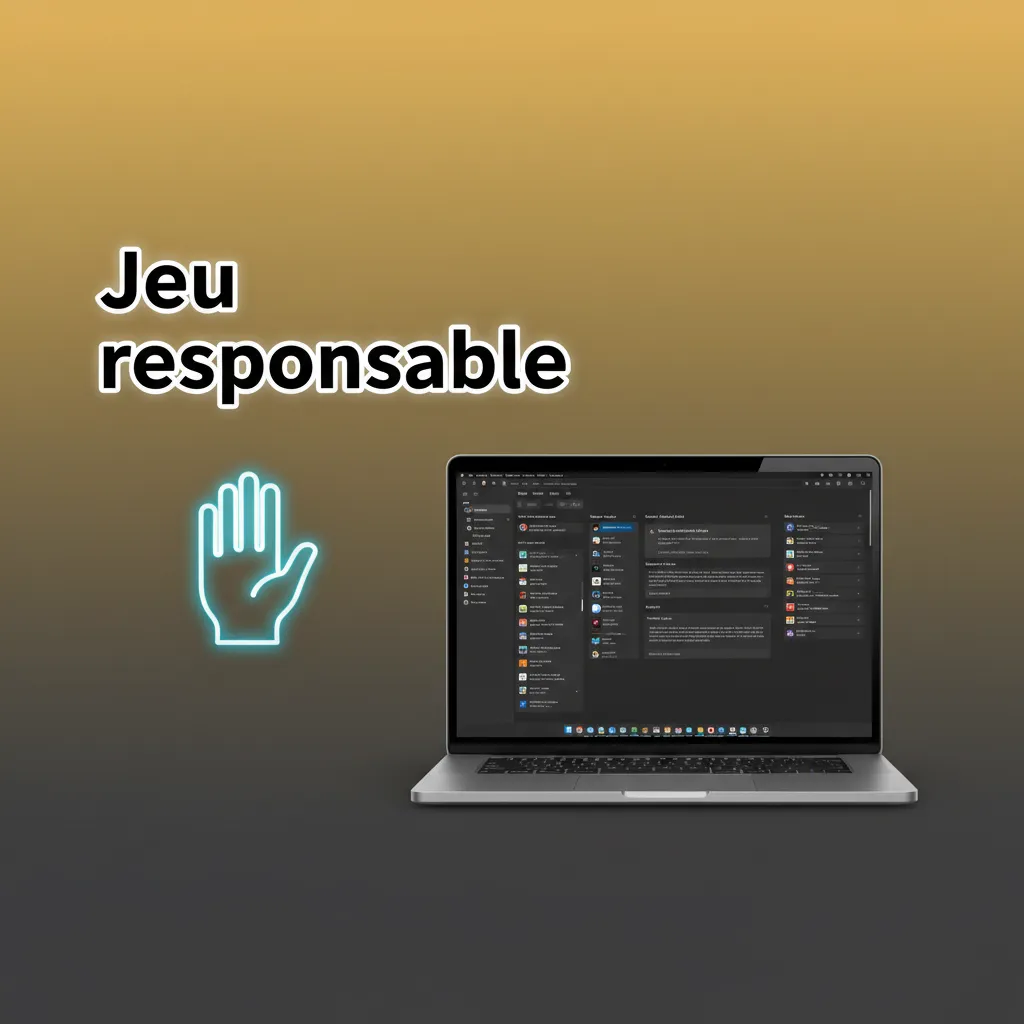 Affiche 'Jeu responsable' avec conseils: fixer limites, pauses, ne pas se refaire, protéger mineurs, aides, budget.
